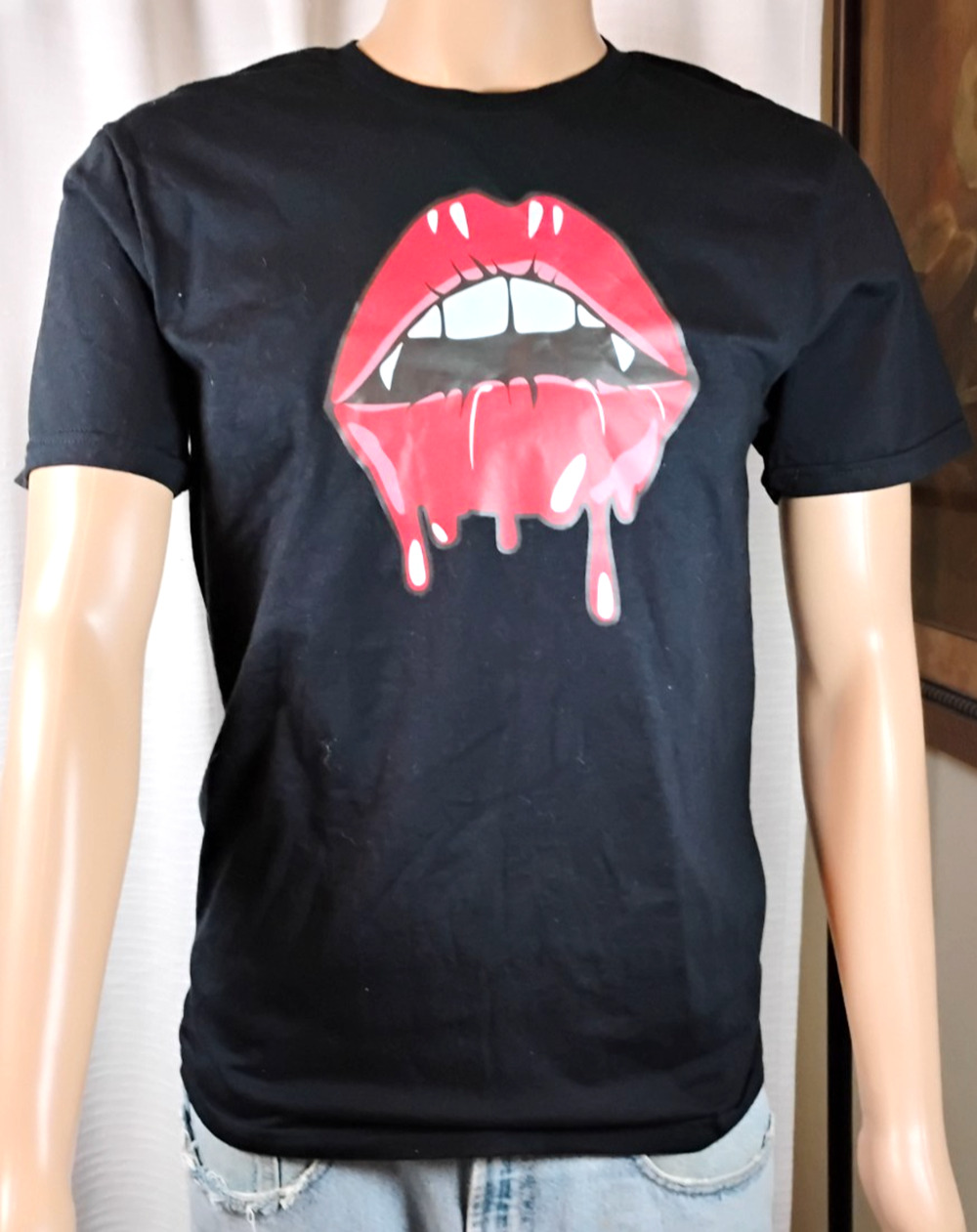 Dripping Lips Graphic Tee Black Goth Punk Grunge Alternative T Shirt Large